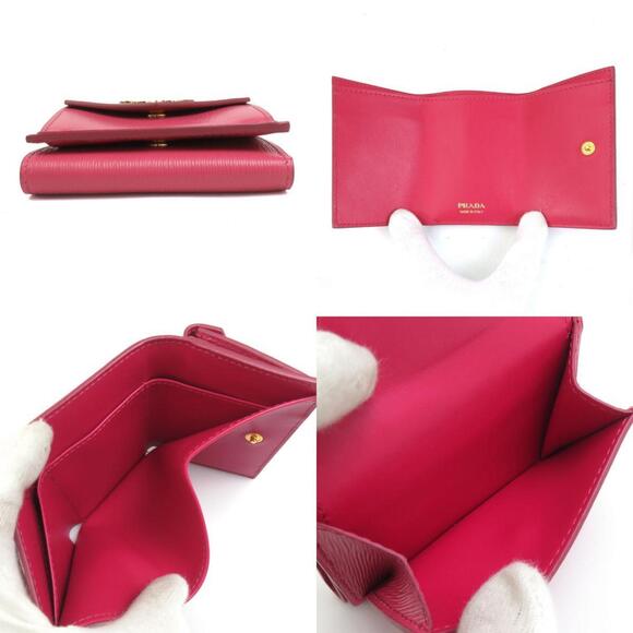 Prada PRADA Tri-fold Leather Wallet, Pink, Women's, 1MH021, 56495g - Picture 4 of 5